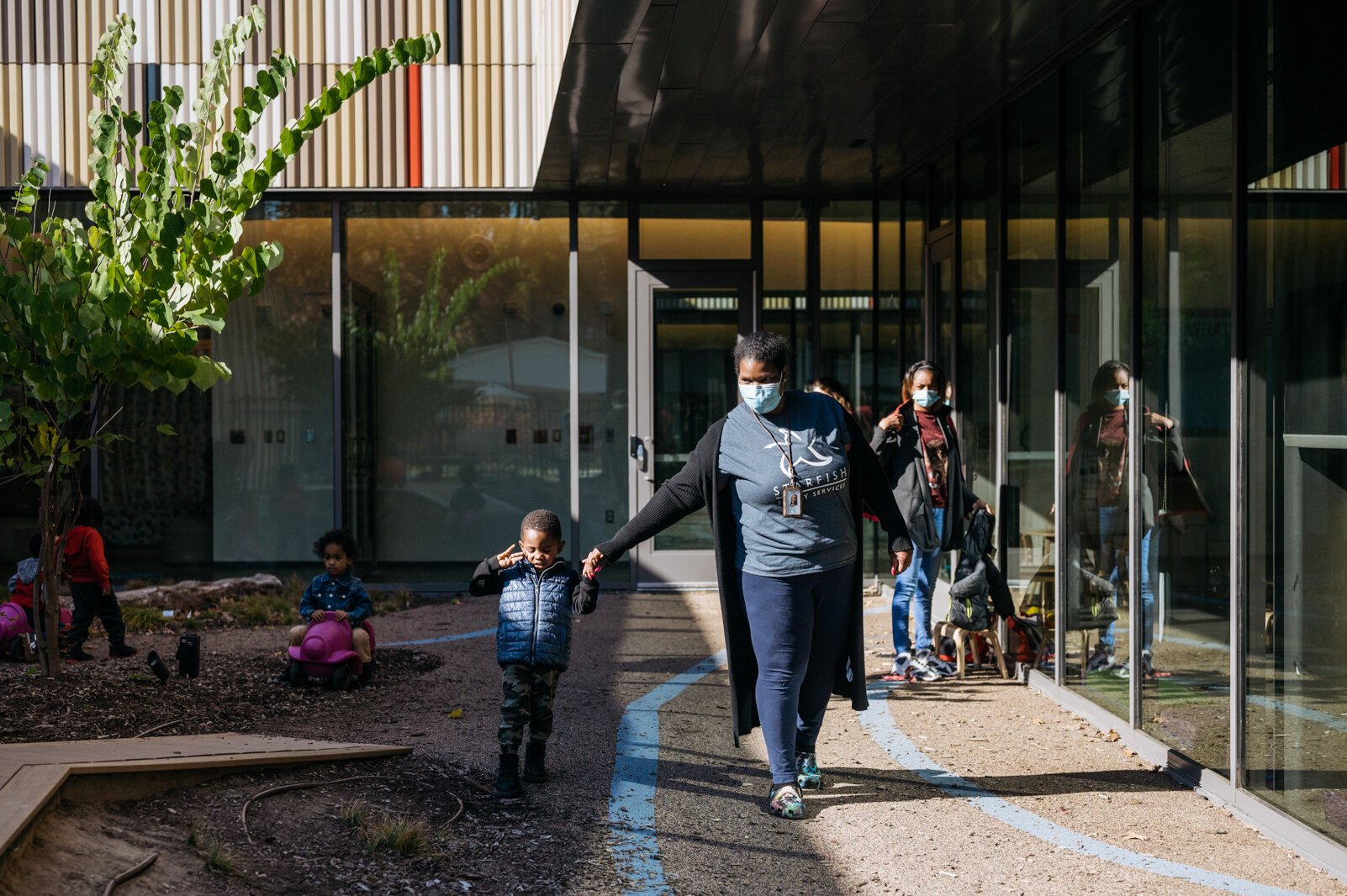 Each classroom is connected to an outdoor courtyard or playground where students have daily recess. 