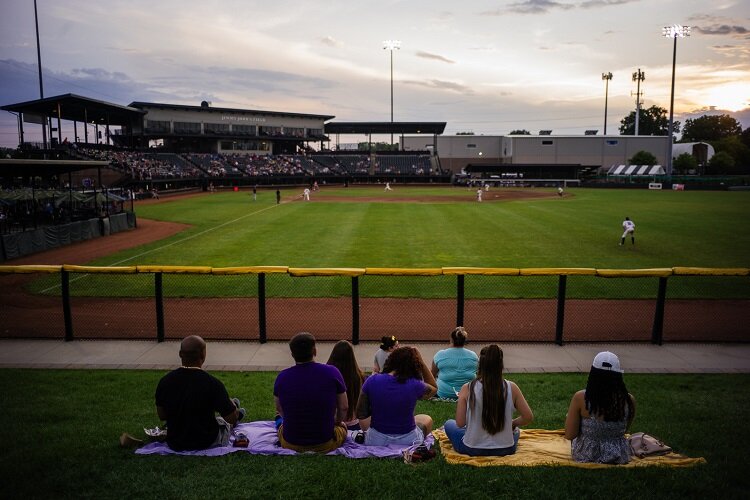 Fans watch a USPBL game at Jimmy John's Field.