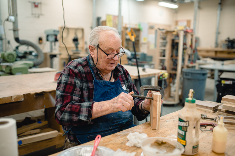 At Rochester OPC, Mike McDermott keeps busy in the wood shop.
