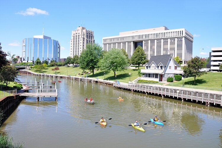 Kayaking down the Clinton River.