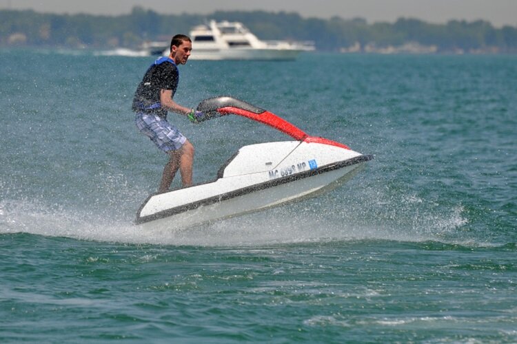 A jet skier gets in the zone on Lake St. Clair.