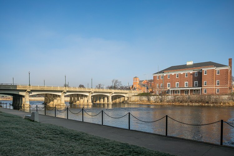 The Riverwalk in downtown Monroe is a place for people to relax and enjoy views of downtown and the River Raisin.