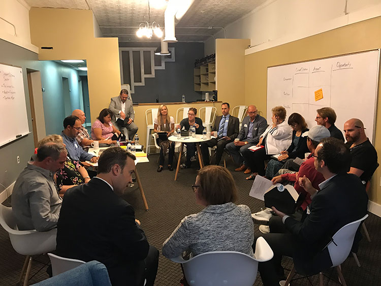 Metromode met with 14 small business owners, entrepreneurs, creatives, placemakers, local economic development officials, and nonprofit leaders at The coLABorative, a coworking space in downtown Mt. Clemens.