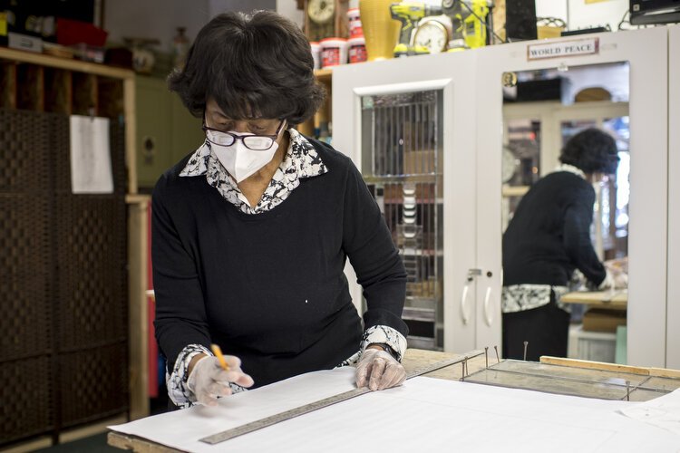 Brenda Supuwood, owner of Universal Stained Glass, in her downtown Oak Park studio.