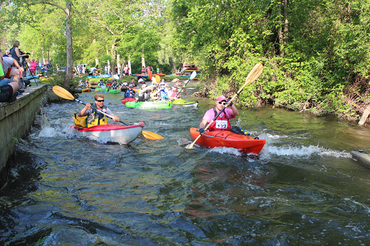 Kayakers on the Clinton River in Auburn Hills. Photo courtesy of Auburn Hills.