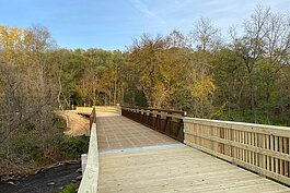 A scenic view of the Paint Creek Trail's new connector path.