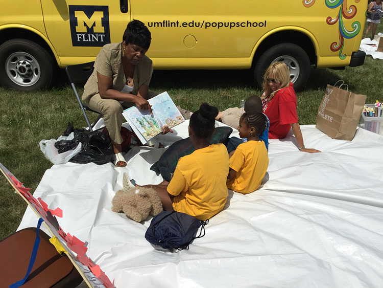 The OU-Pontiac Initiative hosted a "pop-up pre-school" at New Birth International Church community h