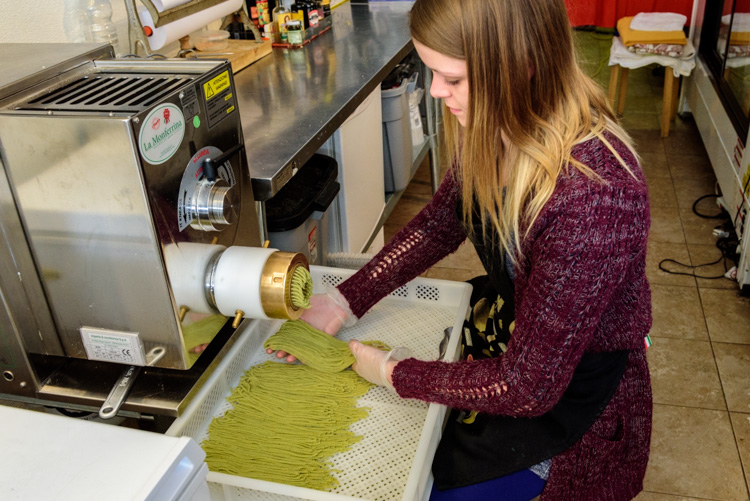 Pasta-making at Primi piatti. Photo by Doug Coombe.