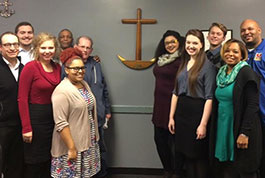 Rochester College students meet with mariner's Inn. Photo courtesy Rochester College.