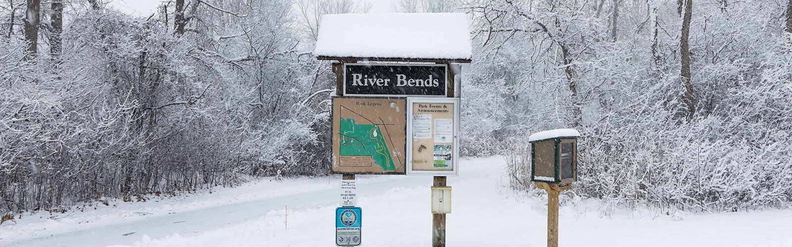 A snowy day at River Bends Park in Shelby Township.