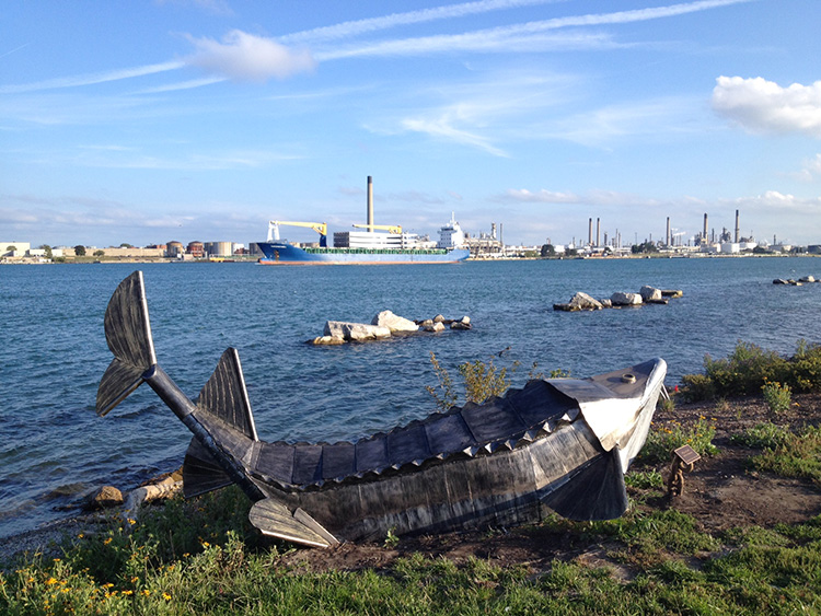 Sturgeon art along the St. Clair River Walk.