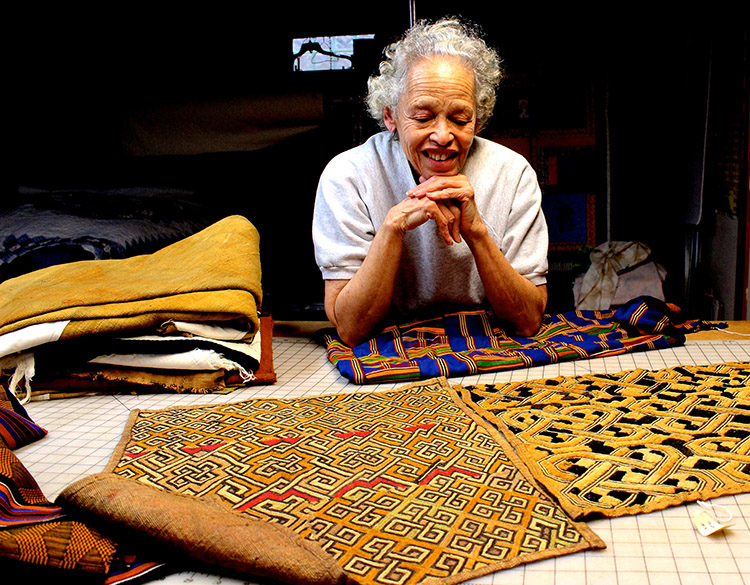 Theadra Fleming shares some of the African textiles in her collection, most of which she would not consider cutting for quilts.