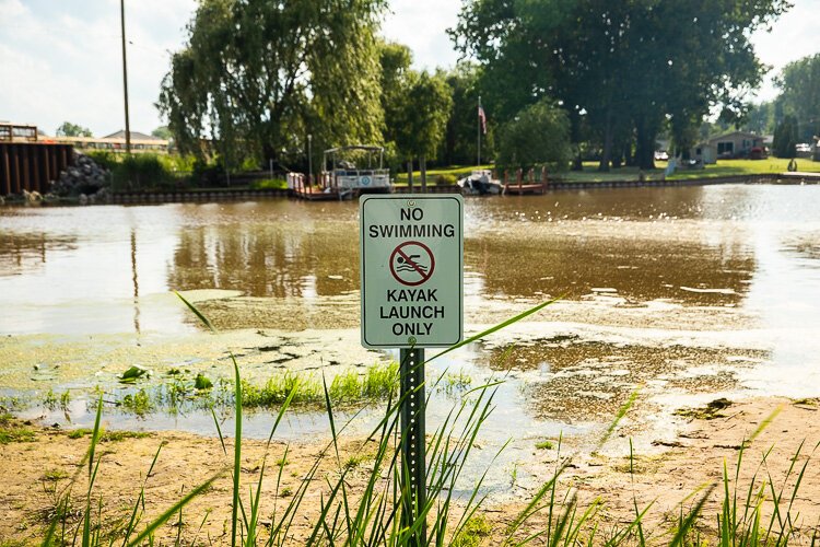 A sign at the Webber kayak launch in Chesterfield