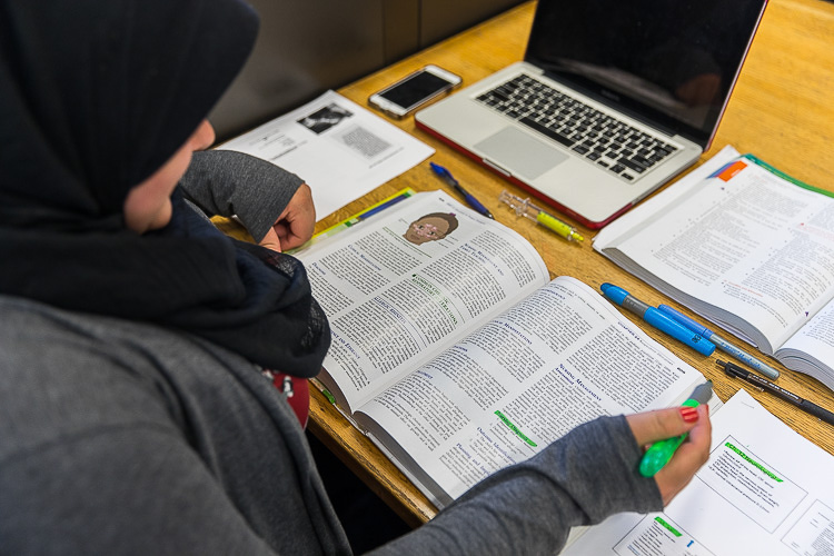 U of M Dearborn student at work. Photo by David Lewinski.