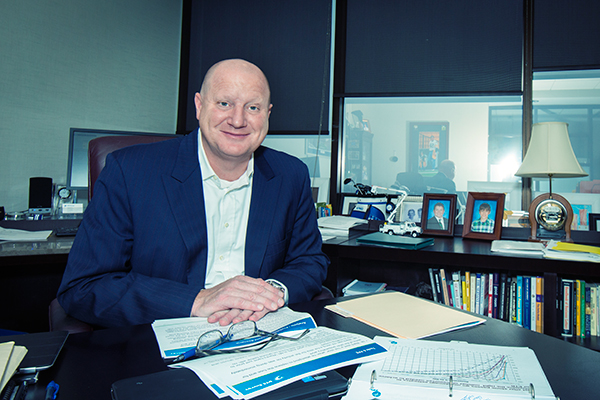 Trevor Lauer at the Edison Plaza Building at DTE Headquarters