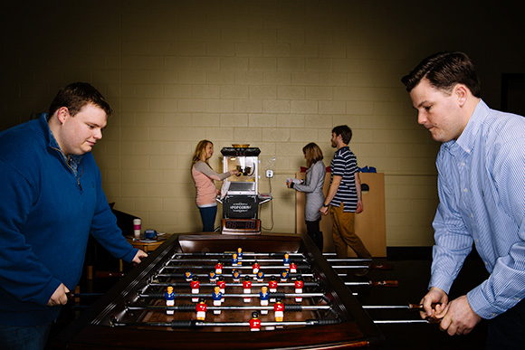 Foosball in The Rec Room at Gongos