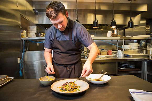 Chef Andy Hollyday of the Selden Standard Plating Octopus-Detroit