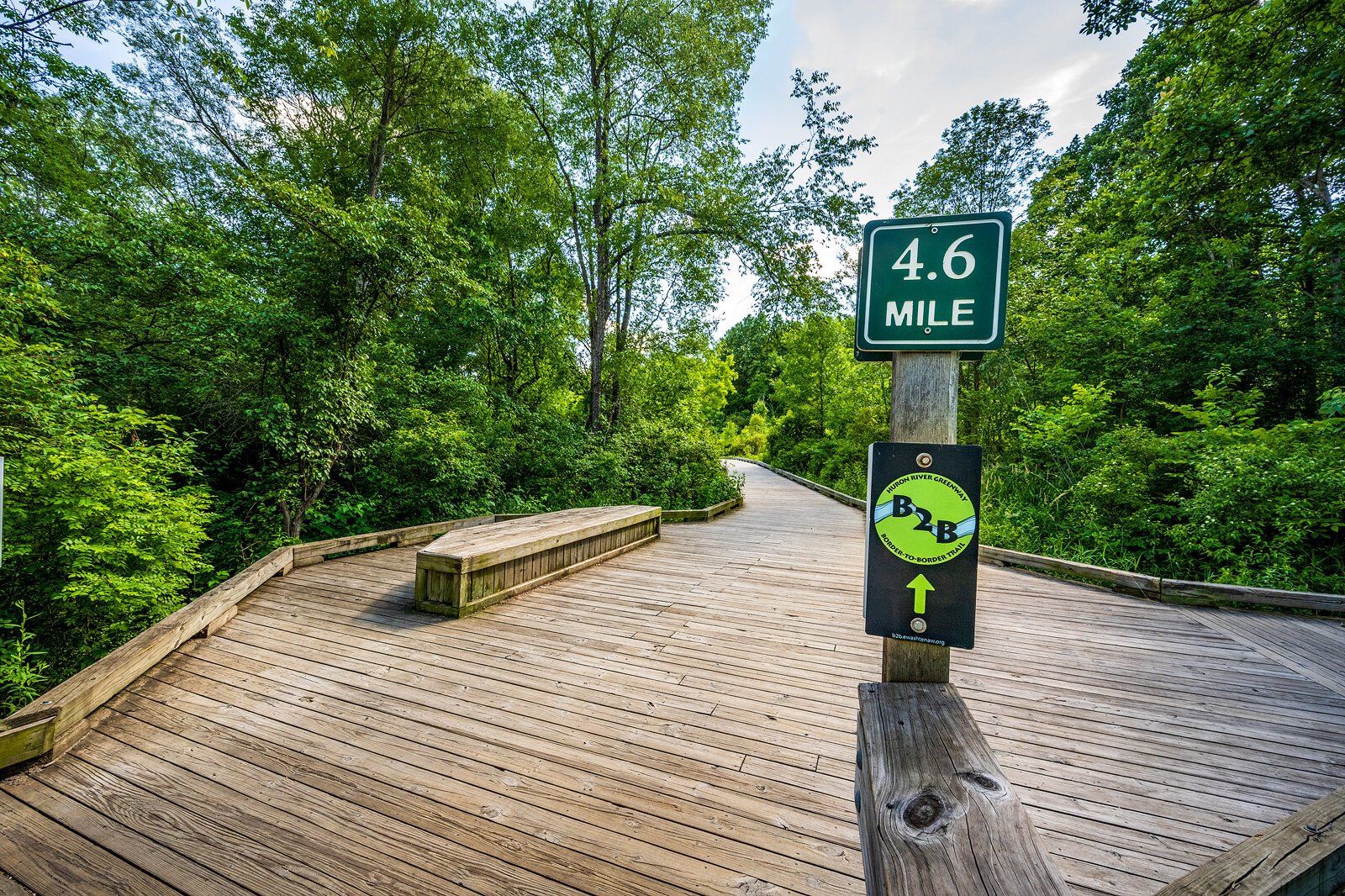 The Border-to-Border Trail between Dexter and Hudson Mills Metropark.