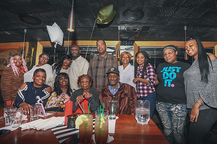 A family celebrates their grandmother Dorothy's 96th birthday at Baker's. 