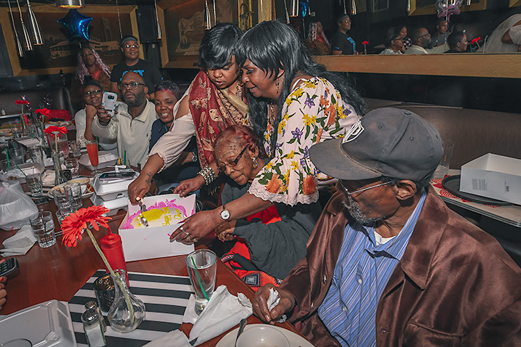 Five generations of family members show up for a birthday celebration at Baker's.