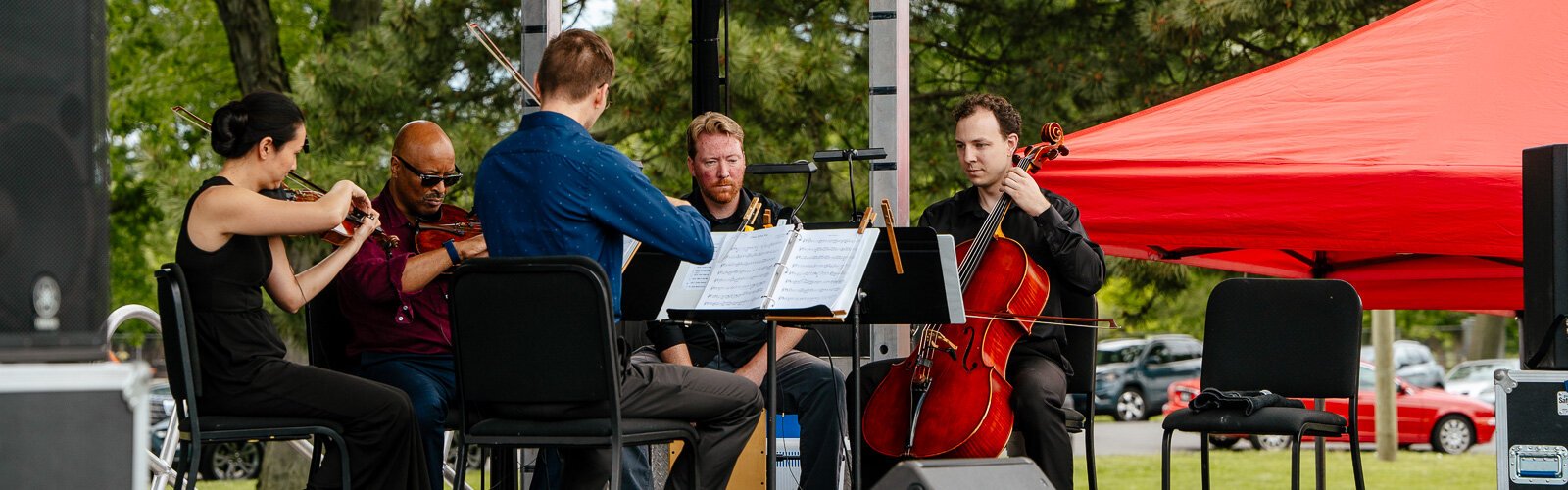 Musicians from the Detroit Symphony Orchestra perform at Sounds of the Summer, an event at Chandler Park presented by the Chandler Park Conservancy.