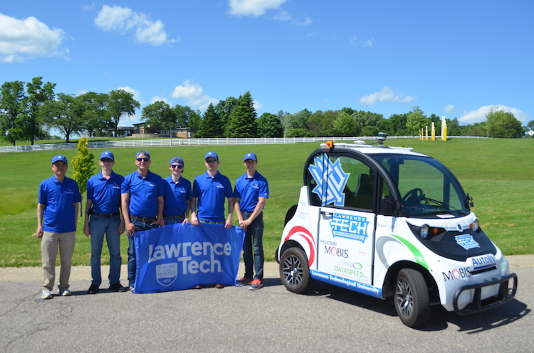 LTU professor C.J. Chung and LTU students Charles Faulkner, Mitchell Pleune, Nick Paul, Ben Warrick, and Sean Bleicher after winning the IGVC Self-Drive Challenge