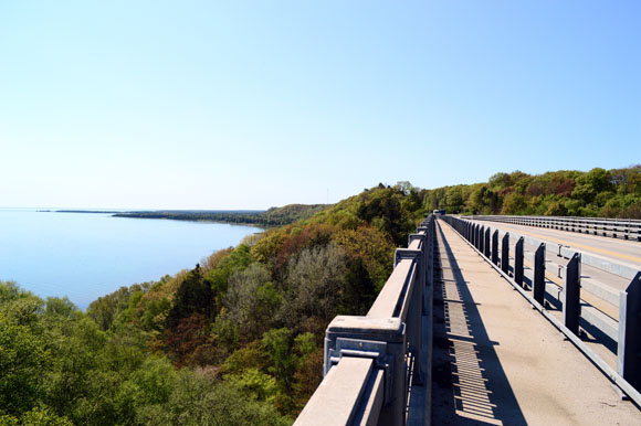 A view of Lake Michigan from the Cut River Bridge