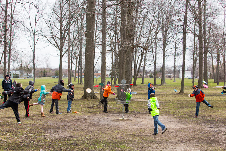 Kids practicing their short range throws