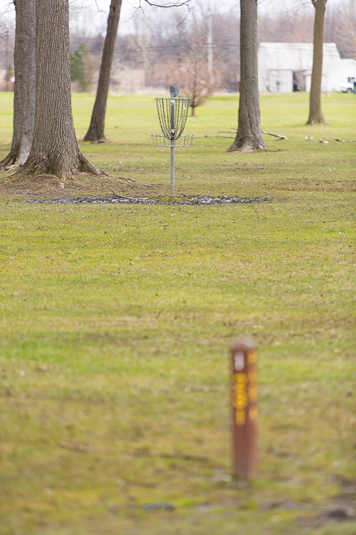 A disc golf hole