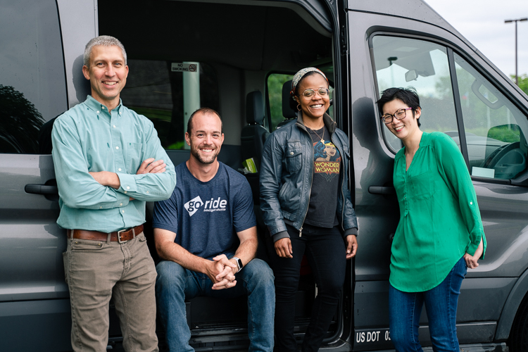 From Ford GoRide: Sean Zabawa (left), head of operations; Mike Cooper, head of growth strategy; Anika Brown, head of marketing & sales; Minyang Jiang, CEO.