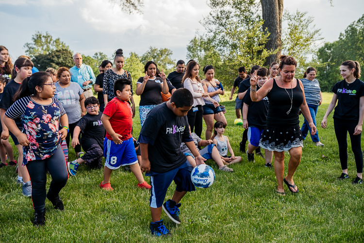 Kids and parents at a FitKids360 event