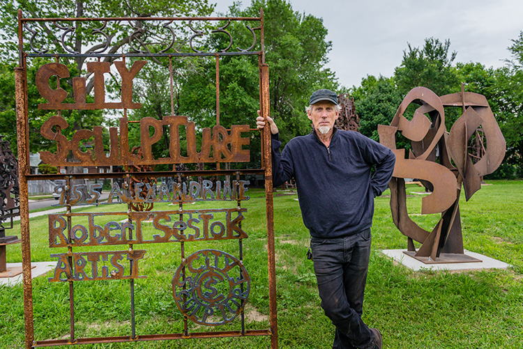 Robert Sestok at his City Sculpture Park in the Cass Corridor