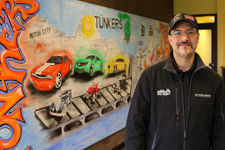 Artist and machinist Gino Lazzari took six weeks to create his mural at Tunkers in Sterling Heights.
