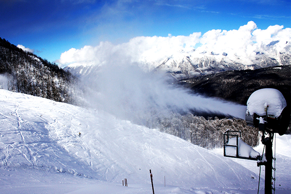 Mother Nature gets a little help making snow. 