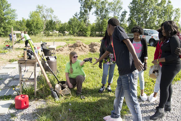Flint students learn about gardening.