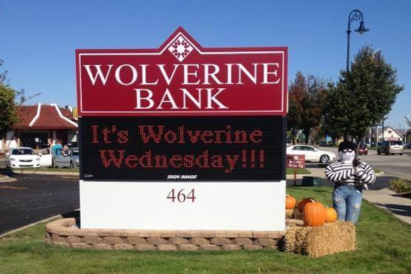 Wolverine Bank invites you to stop in for financial services. 