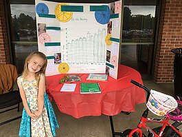Adaline Plude, a kindergartner, won first place for her project on bicycle brakes.