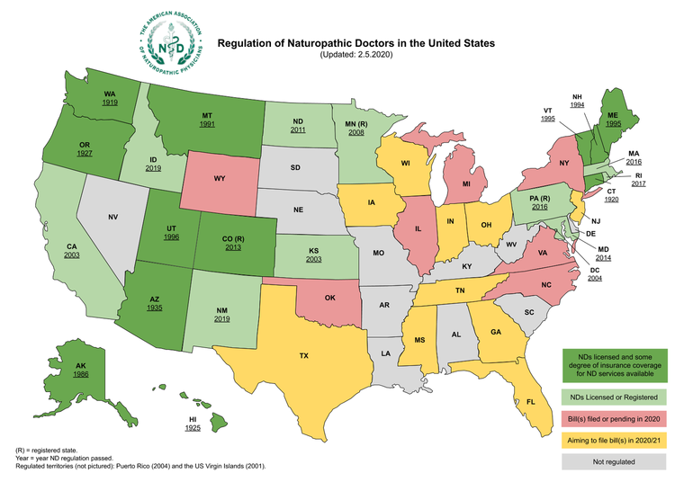 A map of approved ND recognition. Michigan is in the process of passing legislation.