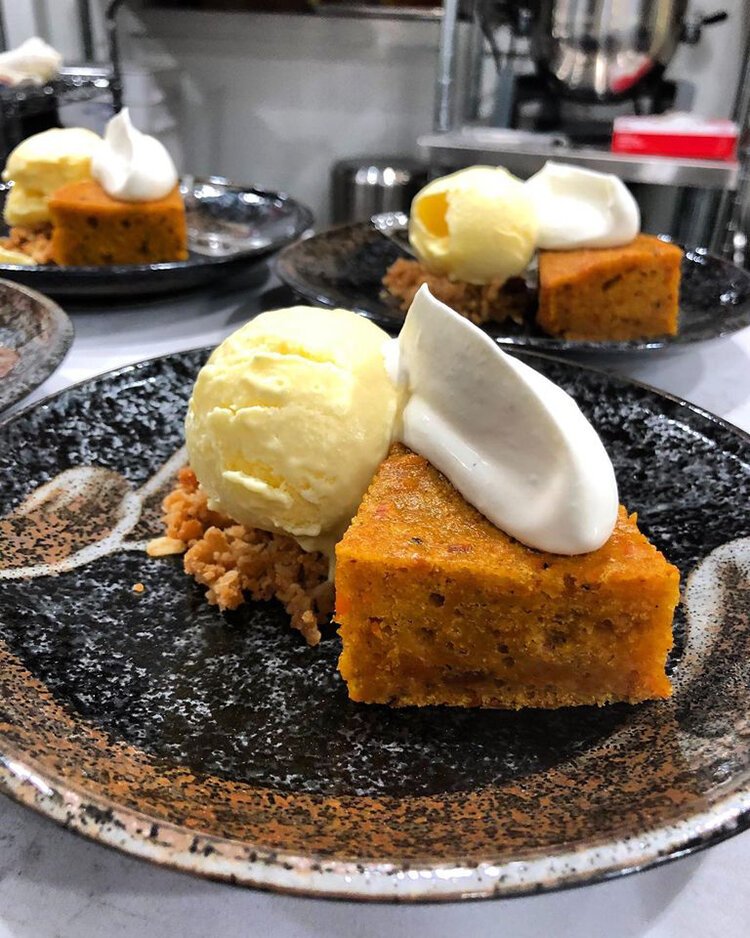 This pumpkin pie was served at a pop-up dinner at Live Oak Coffeehouse.