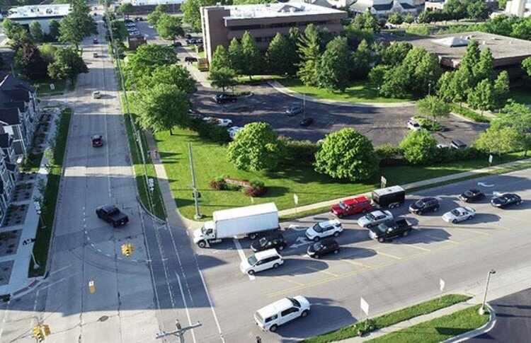 Overhead view of intersection of Jerome and Buttles Streets.