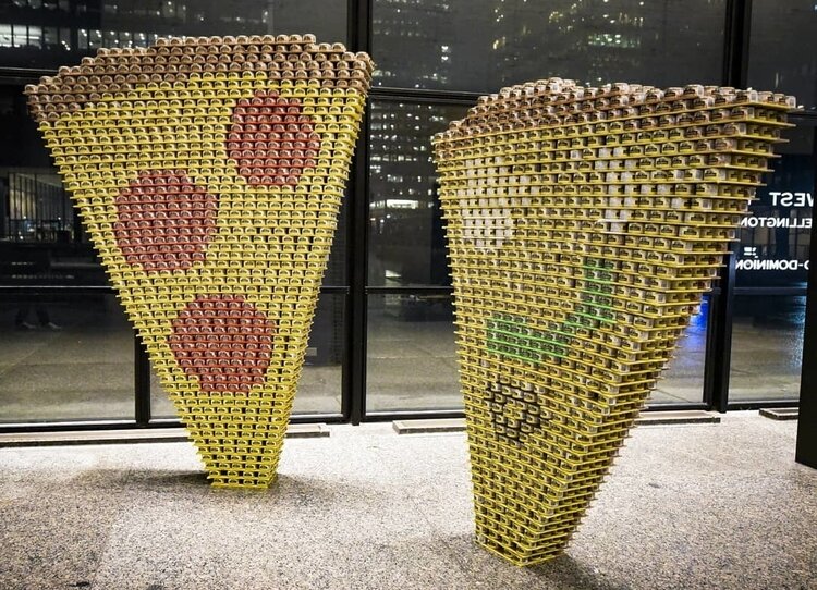 Standing pizza slices from Canstruction Toronto.