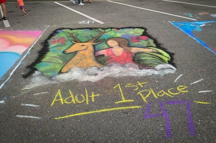 Sarah Duncan was the 1st place winner in the Adult Division of the 2019 Bay City Chalk Walk Art Festival.