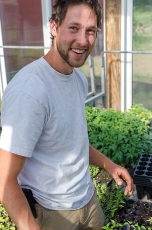 Brad Fierro of Civil Ferments, new to the Midland Area Farmers Market in 2018.