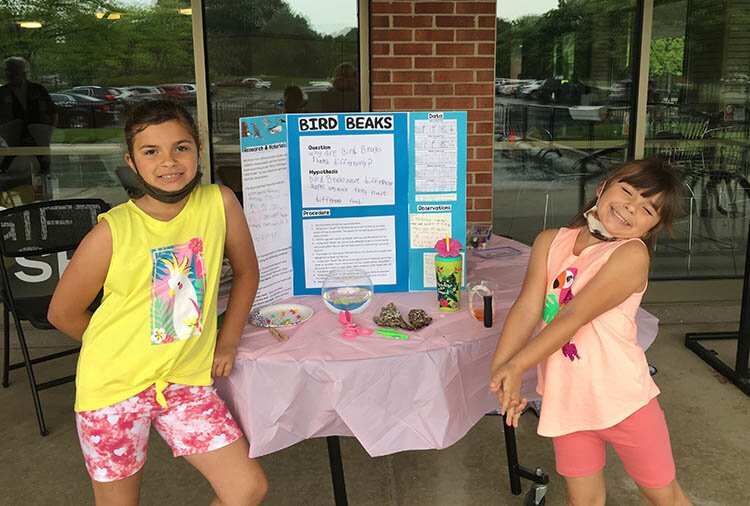 Ellie and Masie Liphard, first and second graders, won second place for their presentation on bird beaks.