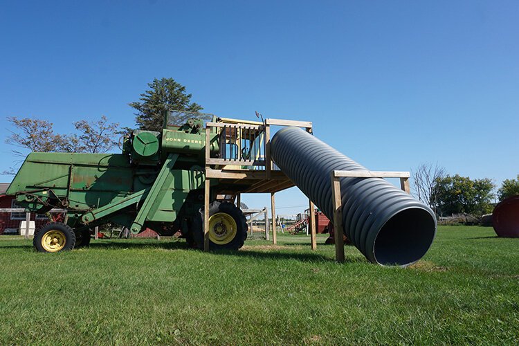 The Kidland Play Yard at the Patch includes playscapes, animals, the hay ride and cow train, and the 3-acre corn maze.