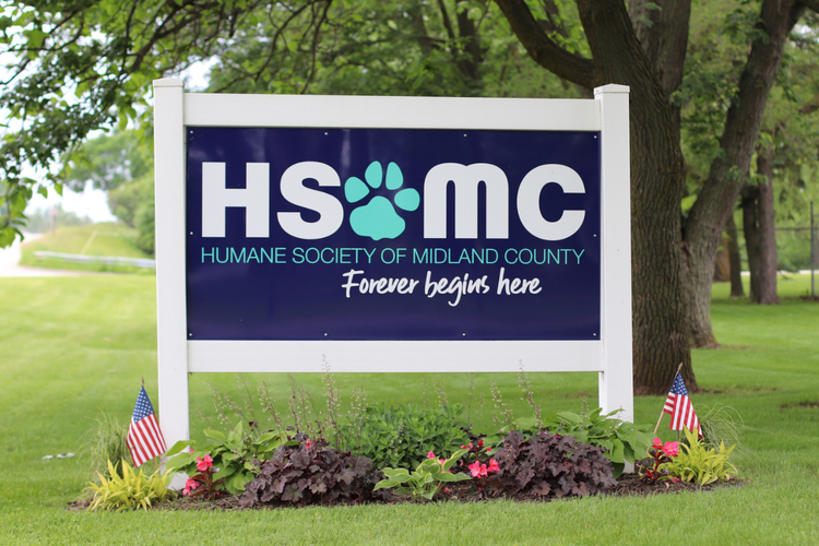 Humane Society of Midland County's new sign.