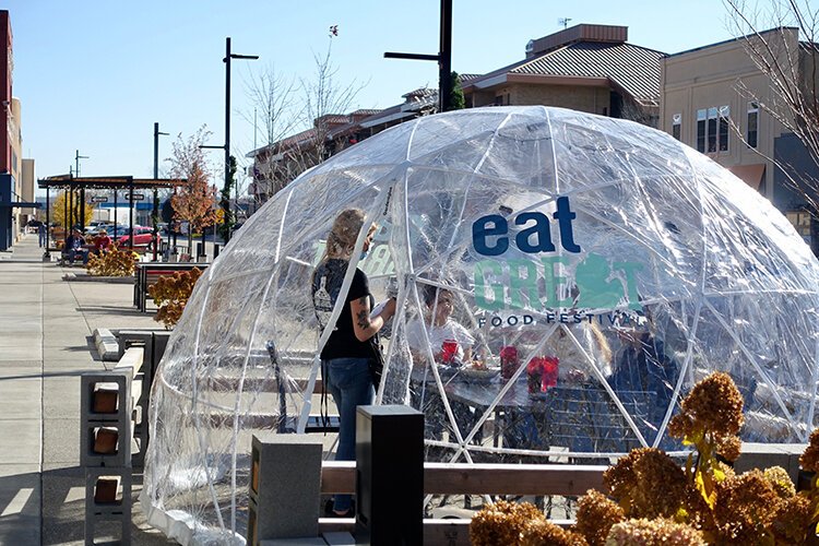 The igloos provide a unique dining setting. To prepare for each new group of people, the igloos are sanitized.