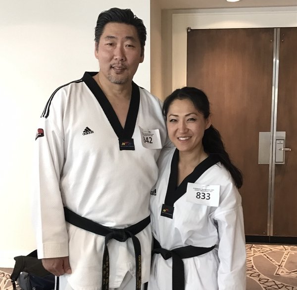 Jaewon with her friend Jimmy Kim, Olympic gold medalist.