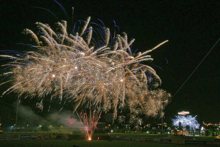 Fireworks over Dow Diamond in Midland.
