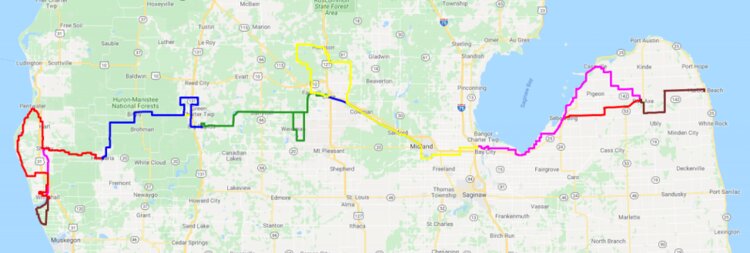 The week-long ride crosses the center of the state, beginning in Whitehall and ending in Harbor Beach.​​​​​​​
